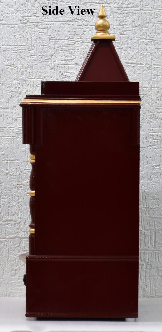 Brown-Golden Pooja Temple/Mandir with Tray and One Drawer - Side Closed - Image 5